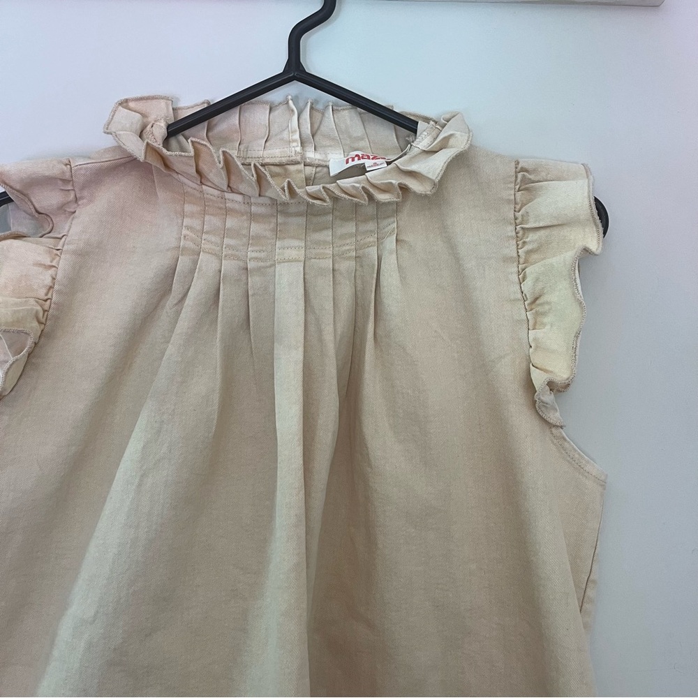 Light Yellow Ruffled Sleeveless Top - Picture 2 of 4